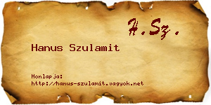 Hanus Szulamit névjegykártya